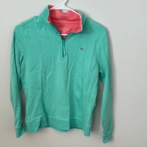 Vineyard Vines Teal and Coral Quarter-Zip